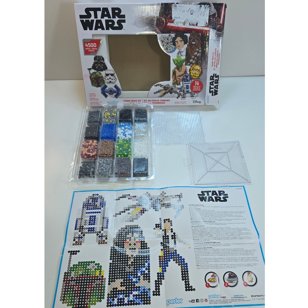 Perler Star Wars Deluxe Bead Kit 80-54388 14 Projects Pegboards Patterns Used